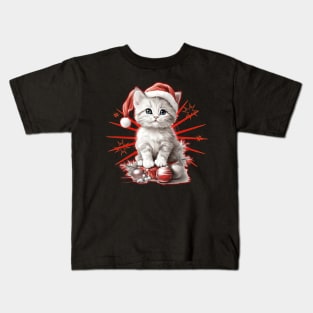 kawaii christmas cat Kids T-Shirt